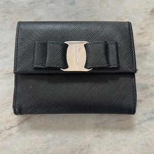 Ferragamo Black Wallet With Bow